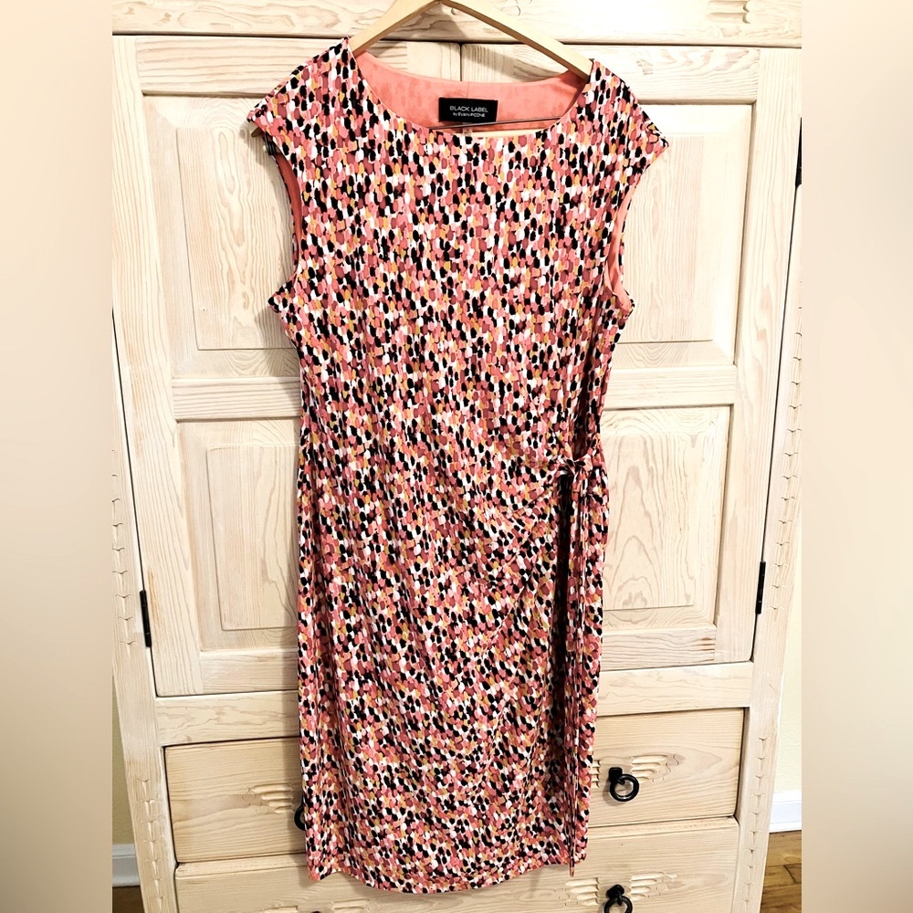 Evan-Picone Black Label Ruched Wrap Midi Dress Women’s Size 16 Sleeveless